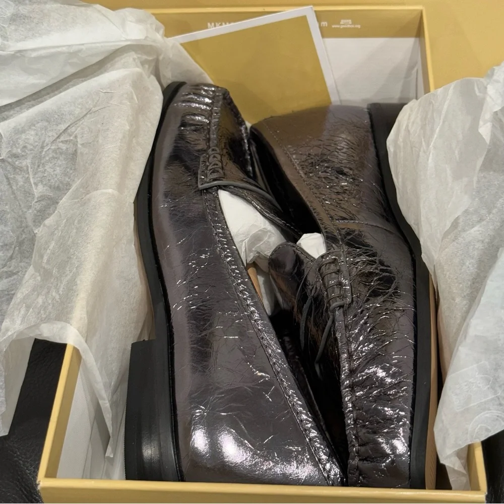 MICHAEL KORS Carlson Crackled Metallic Leather Loafer‎